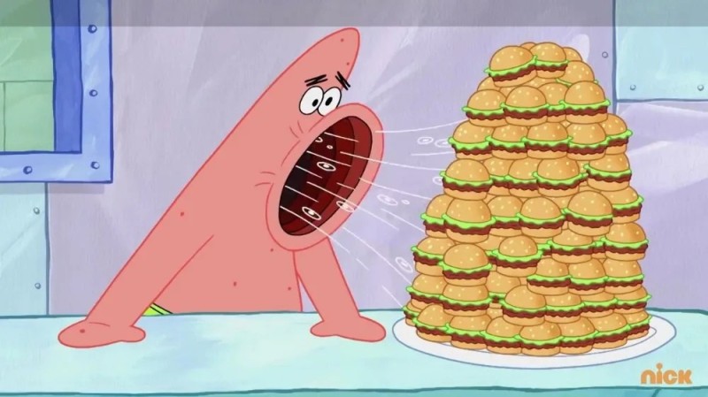 Create meme: spongebob eating crabsburgers, spongebob krabsburger, bob sponge