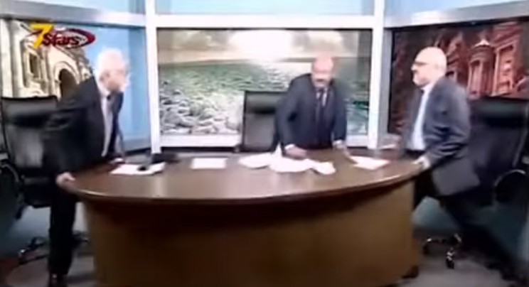 Create meme: Jordanian experts live on air, live broadcast, Broke the table live on politics