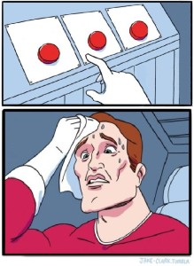 Create meme: meme selection buttons, difficult choice , meme two buttons