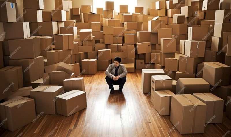 Create meme: The boxes are stacked, lots of boxes, A bunch of boxes