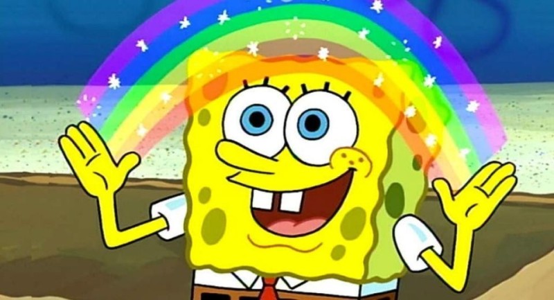 Create meme: spongebob imagination meme, meme spongebob , spongebob rainbow 