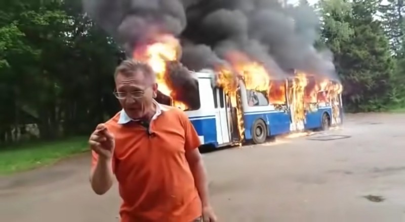Create meme: the trolleybus is burning meme, burning bus, burn