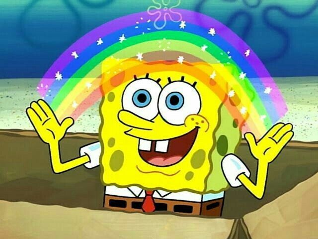 Create meme: spongebob rainbow , spongebob rainbow imagination, meme spongebob imagination