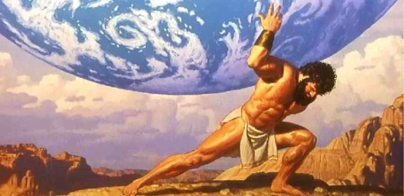 Create meme: ancient Greek mythology, Atlas holds the earth, Titan holds the earth