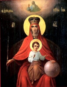 Create meme: Orthodox icons virgin Mary, mother, the icon of the mother of God "Derzhavnaya . the Cathedral of Christ the Savior"