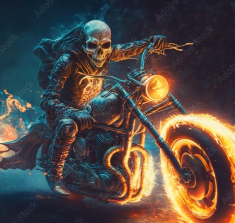 Create meme: Ghost rider , Ghost rider motorcycle, scarecrow ghost rider