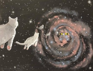 Создать мем: звездный волк gif, flying cat, cat in space