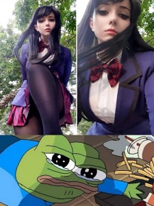 Create meme: girl, peekaboo, cosplay anime