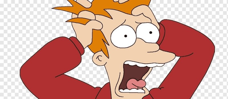 Create meme: fry in a panic , panic , fry panic futurama