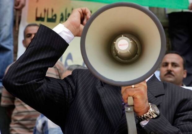 Create meme: protest , Israel , the man with the megaphone