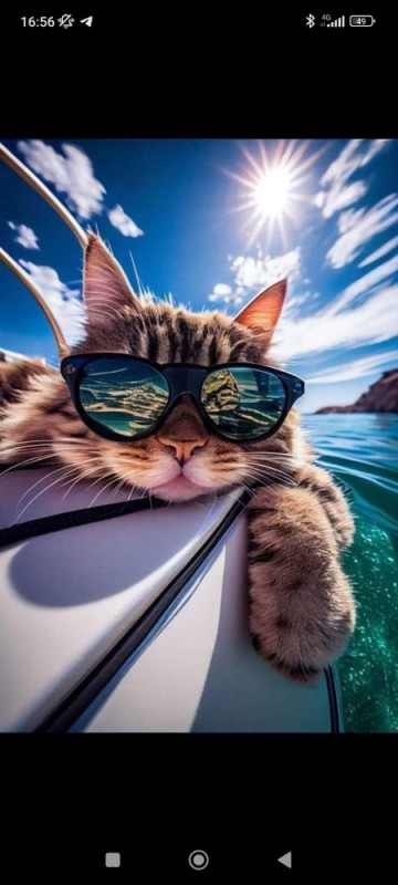 Создать мем: кошка, котик на море, котики