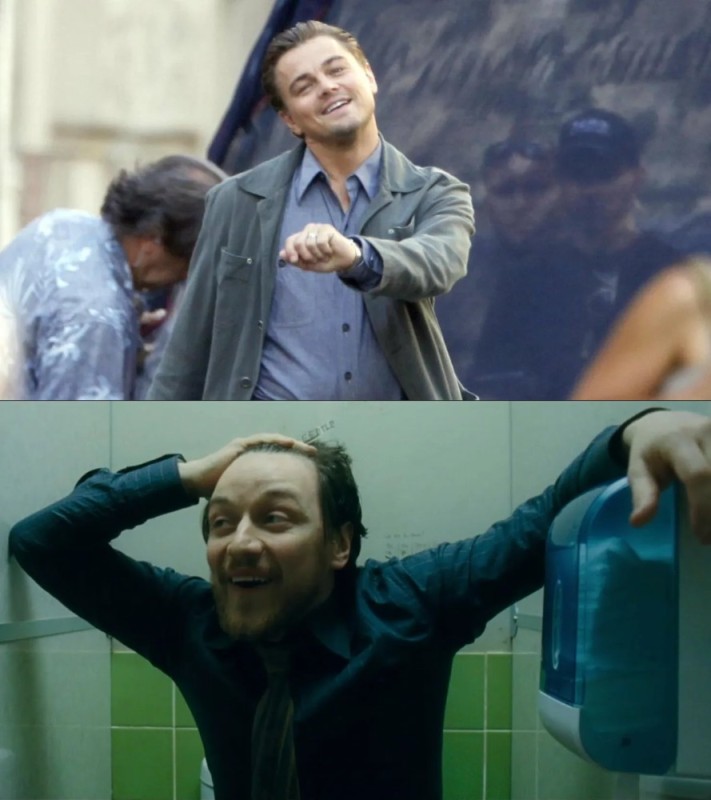 Create meme: DiCaprio meme , James McAvoy what's going on, McEvoy what's going on
