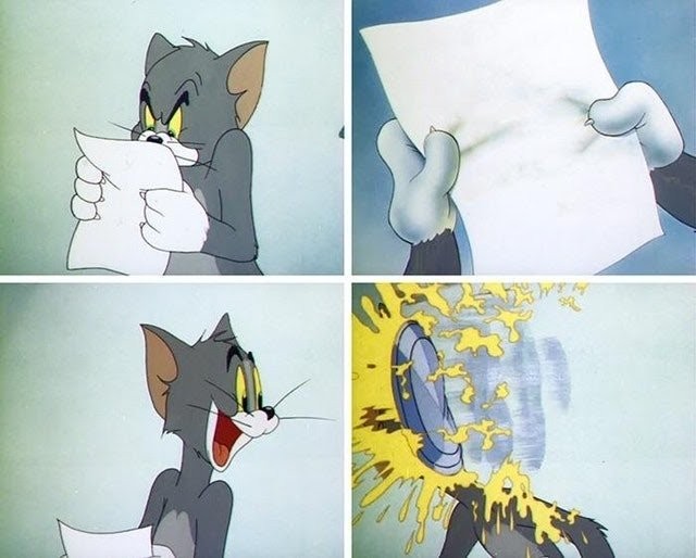 Create meme: The Tom and Jerry face meme, cream pie, Tom and Jerry memes
