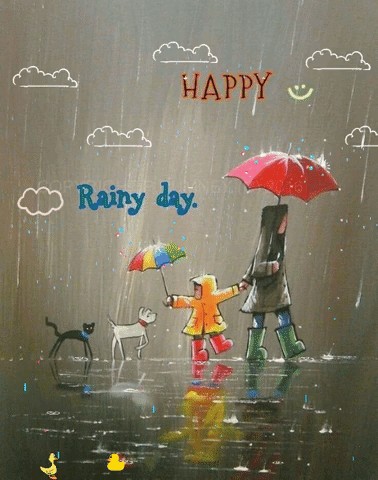 Создать мем: дождливая осень, картина дождь для детей, дождь зонт