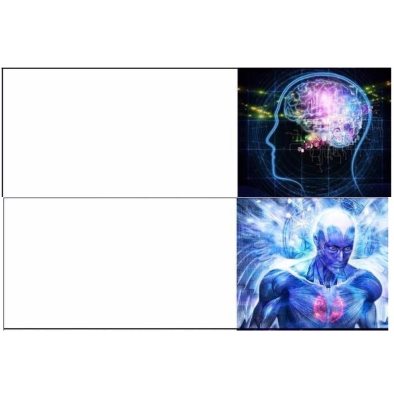 Create meme: Dr. Manhattan meme, meme about the brain, meme brain overmind