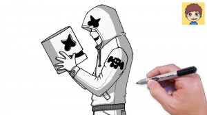 Создать мем: how to draw marshmello, marshmallow диджей рисунок фортнайт, маршмеллоу диджей раскраска