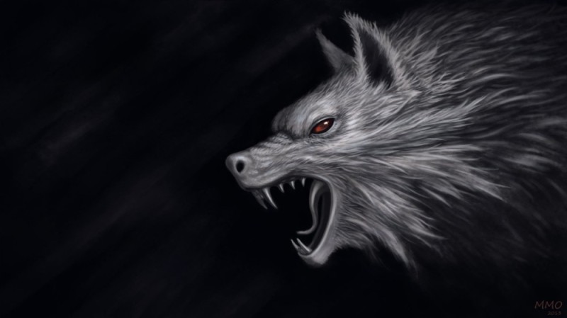 Create meme: bad wolf, The wolf of darkness, grin wolf