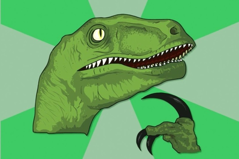 Создать мем: динозавр филосораптор, задумчивый динозавр, мемы динозавры