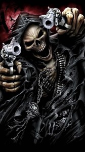 Создать мем: крутые черепа, скелет с пистолетами мем, скелет с револьвером