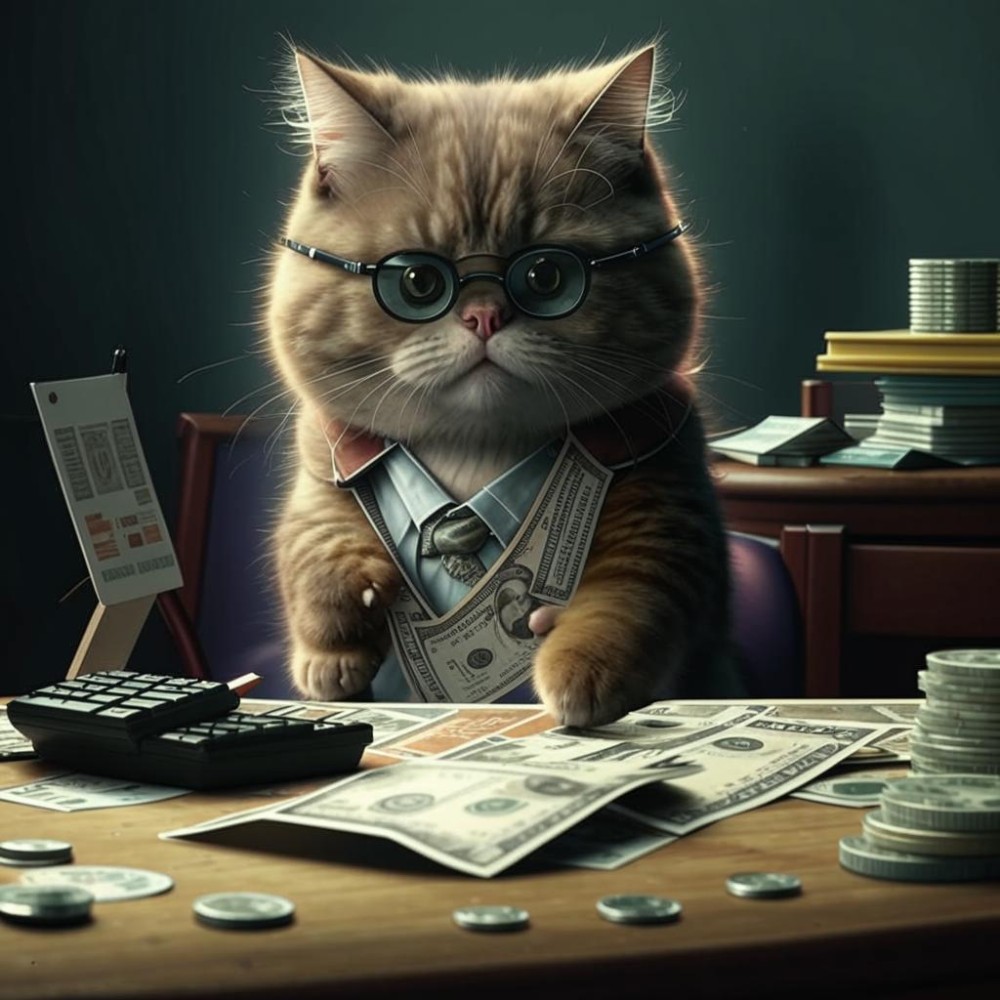 Create meme: cat accountant, scientist cat, the cat is the boss