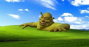 Create meme: Shrek in the swamp, Shrek zabumba, Shrek in the swamp meme