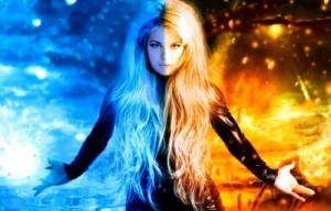 Create meme: fire and ice, the element of fire girl, two elements