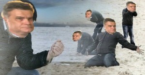 Create meme: memes, when he couldn't, meme man throws sand on the beach