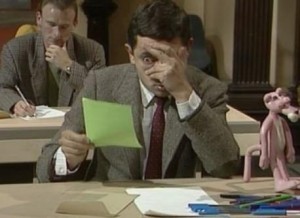 Create meme: Mr Bean in the exam