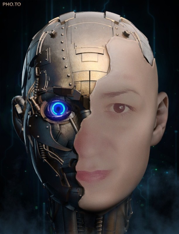 Создать мем: современный человек биоробот, robot head, человек робот
