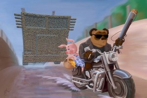 Create meme: Winnie the Pooh on motorcycle, motorcycle, funny motorcycles