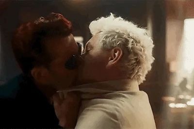 Create meme: good omens, a frame from the movie, face to face