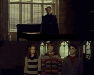 Create meme: Hermione Granger, memes Harry Potter you three next, Ron and Hermione