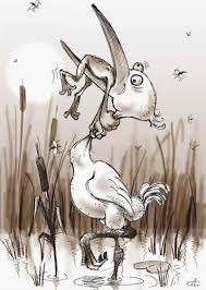 Create meme: never give up frog and heron, heron and frog, frog and stork never give up