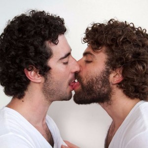 Создать мем: men kiss, first kiss, men kissing