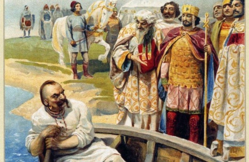 Создать мем: встреча святослава с иоанном цимисхием к лебедев 1916, князь святослав, император иоанн цимисхий