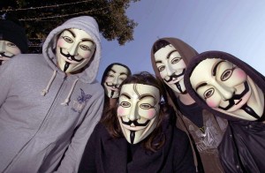 Create meme: people in the guy Fawkes mask on the Desk, Anonymus crowd, anonymous