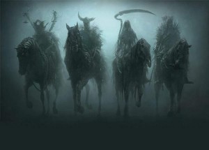 Create meme: 4 horsemen of the Apocalypse art, the horsemen of the Apocalypse, the four horsemen of the Apocalypse