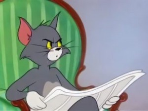Create meme: cat Tom with the newspaper, Tom's face from Tom and Jerry meme, Tom and Jerry