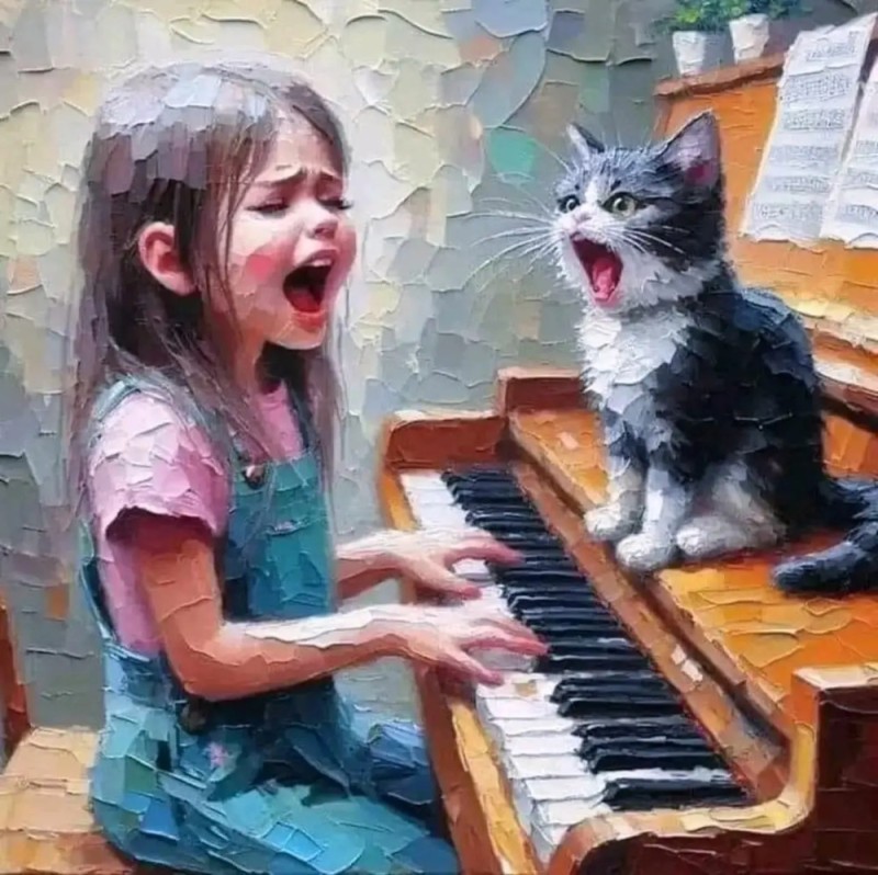 Create meme: Singing pictures, pictures , Piano painting