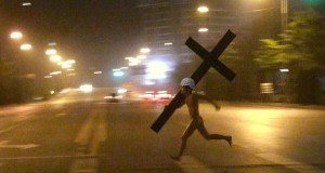 Create meme: Jesus demotivators, running with the cross MEM, dude runs with a cross