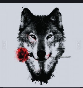 Create meme: wolf tattoo design, wolf, wolf with rose