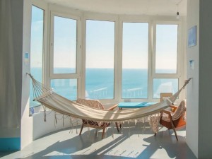 Create meme: sea view, French glazed Windows, sliding panoramic Windows