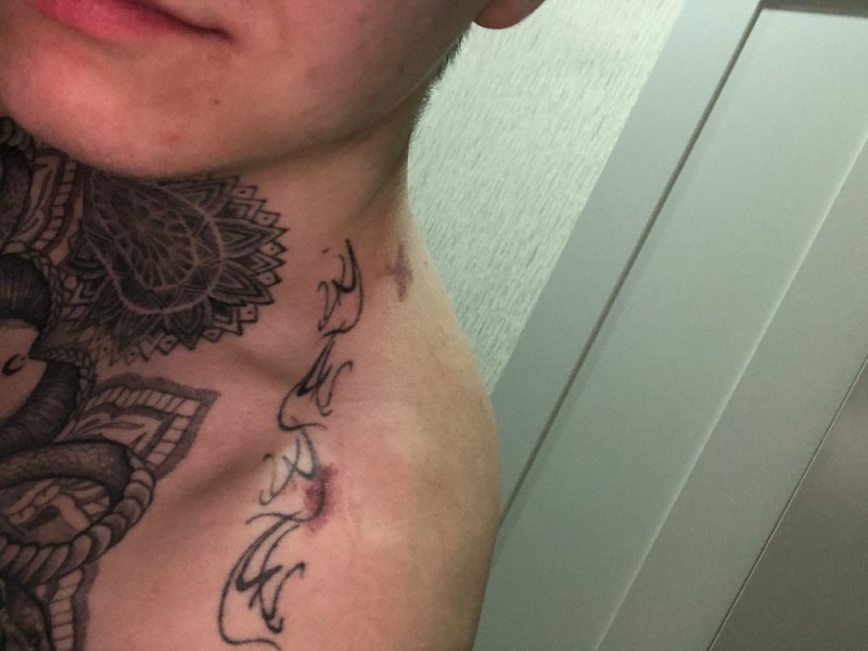 Create meme: tattoo on the neck, tattoos on the neck of men, neck tattoos for men