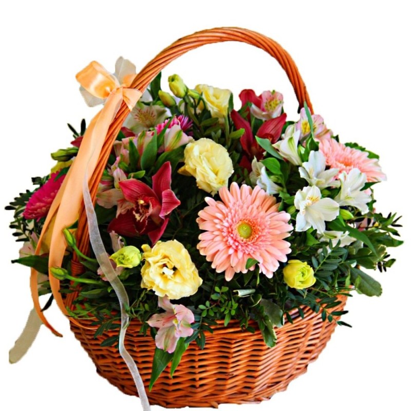 Create meme: basket of flowers , basket with flowers , flowers basket