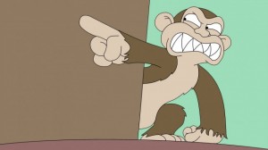 Создать мем: обезьяна из гриффинов в шкафу, злая обезьянка гриффины, злая мартышка гриффины
