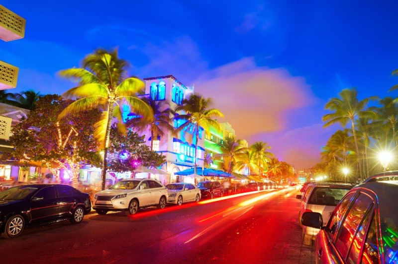 Create meme: Ocean Drive miami, miami beach, Miami florida at night