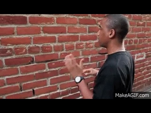 Create meme: brick , a man talks to a wall, share the well