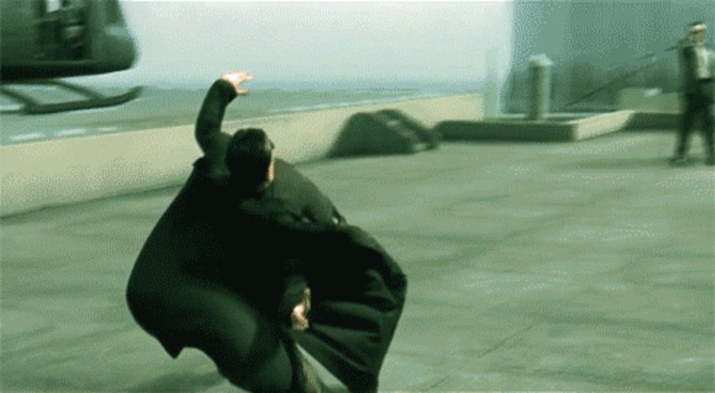 Create meme: matrix dodging bullets, matrix , neo dodges bullets