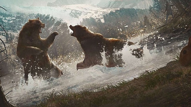 Создать мем: medieval dynasty медведь, лес медведь, картина медведь