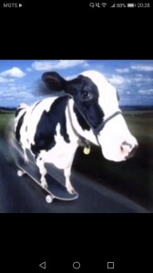 Создать мем: корова earthworm jim, корова на роликах, корова и бык